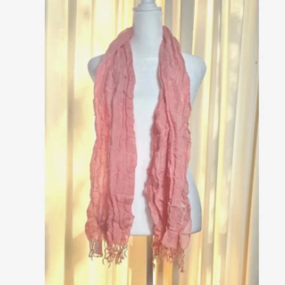 Vintage Y2K J.Crew Pink‎ Ombre Fringe Scarf NWT Crinkle Wrap Shawl